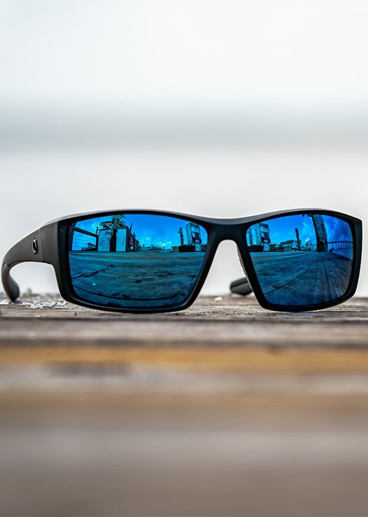Laguna Matte Black/Blue Mirror Grey Glass UV Polarized Unisex Fishing  Sunglasses